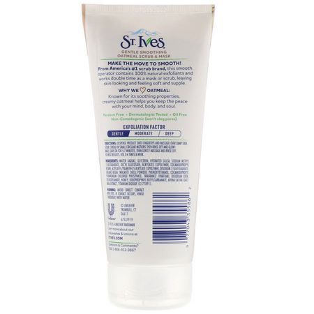 Hydrating Masks, Peels, Face Masks, Scrubs: St. Ives, Gentle Smoothing Oatmeal Scrub & Mask, 6 oz (170 g)