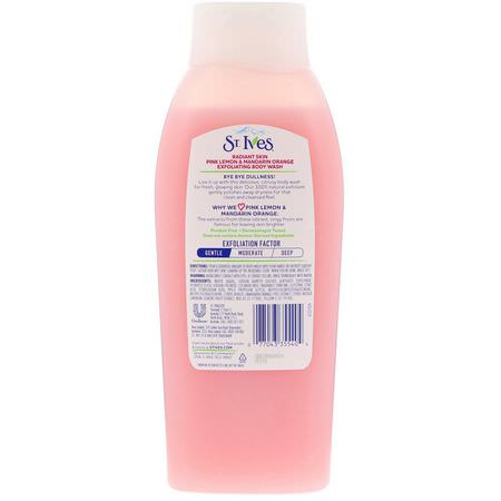 Duschgel, Kroppstvätt, Dusch, Bad: St. Ives, Radiant Skin Exfoliating Body Wash, Pink Lemon & Mandarin Orange, 24 fl oz (709 ml)