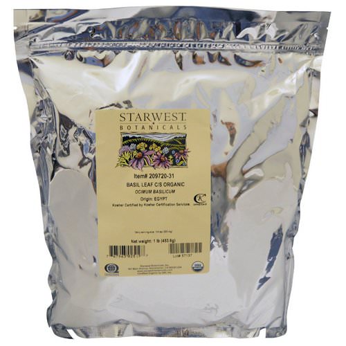 Starwest Botanicals, Organic, Basil Leaf C/S, 1 lb (453.6 g) Review