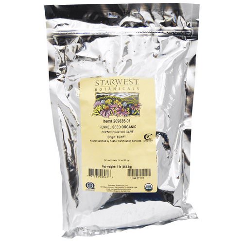 Starwest Botanicals, Organic, Fennel Seed, 1 lb (453.6 g) Review