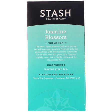 Grönt Te: Stash Tea, Green Tea, Jasmine Blossom, 20 Tea Bags, 1.3 oz (38 g)