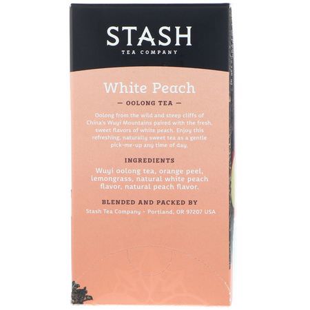 Oolong Te: Stash Tea, Oolong Tea, White Peach, 18 Tea Bags, 1.2 oz (35 g)
