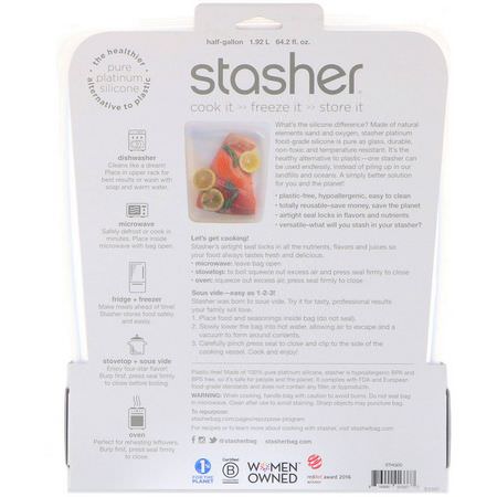 Containers, Food Storage, Housewares, Home: Stasher, Reusable Silicone Food Bag, Half Gallon Bag, Clear, 64.2 fl oz (1.92 l)