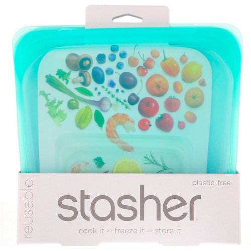 Stasher, Reusable Silicone Food Bag, Sandwich Size Medium, Aqua, 15 fl oz (450 ml) Review