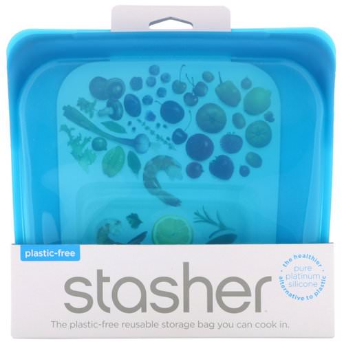 Stasher, Reusable Silicone Food Bag, Sandwich Size Medium, Blueberry, 15 fl oz (450 ml) Review