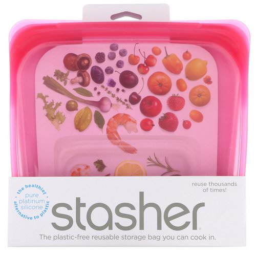 Stasher, Reusable Silicone Food Bag, Sandwich Size Medium, Raspberry, 15 fl oz (450 ml) Review