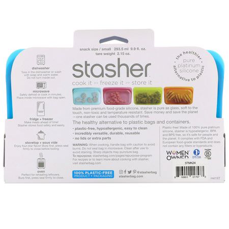 Containers, Food Storage, Housewares, Home: Stasher, Reusable Silicone Food Bag, Snack Size Small, Blue, 9.9 fl oz (293.5 ml)