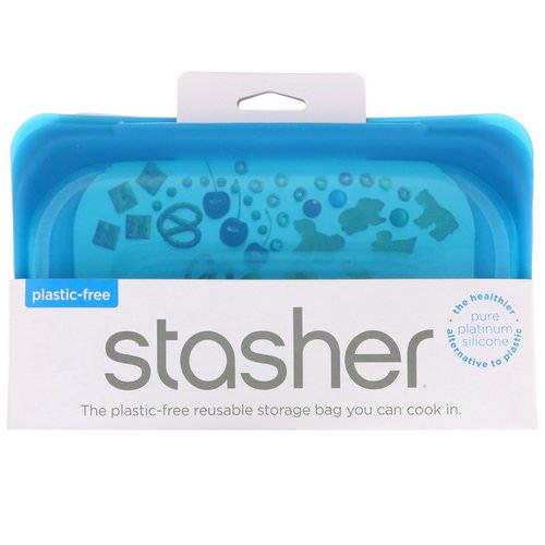 Stasher, Reusable Silicone Food Bag, Snack Size Small, Blue, 9.9 fl oz (293.5 ml) Review