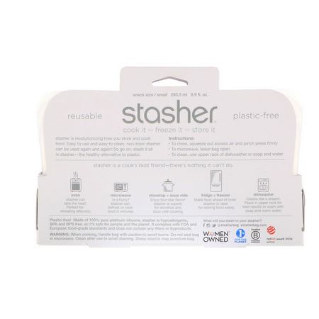 Containers, Food Storage, Housewares, Home: Stasher, Reusable Silicone Food Bag, Snack Size Small, Clear, 9.9 fl oz (293.5 ml)