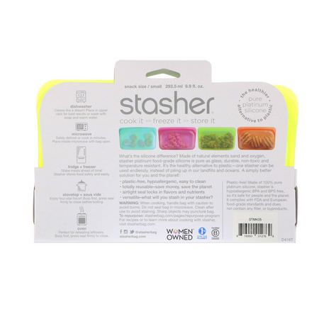 Containers, Food Storage, Housewares, Home: Stasher, Reusable Silicone Food Bag, Snack Size Small, Lime, 9.9 fl oz (293.5 ml)