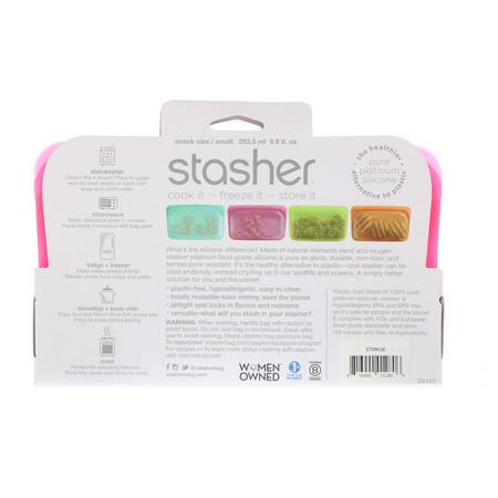 Containers, Food Storage, Housewares, Home: Stasher, Reusable Silicone Food Bag, Snack Size Small, Raspberry, 9.9 fl oz (293.5 ml)