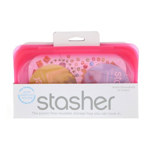 Stasher, Reusable Silicone Food Bag, Snack Size Small, Raspberry, 9.9 fl oz (293.5 ml) Review