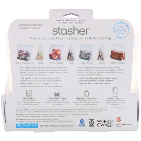 Containers, Food Storage, Housewares, Home: Stasher, Reusable Silicone Food Bag, Stand Up Bag, Clear, 56 fl. oz. (128 g)