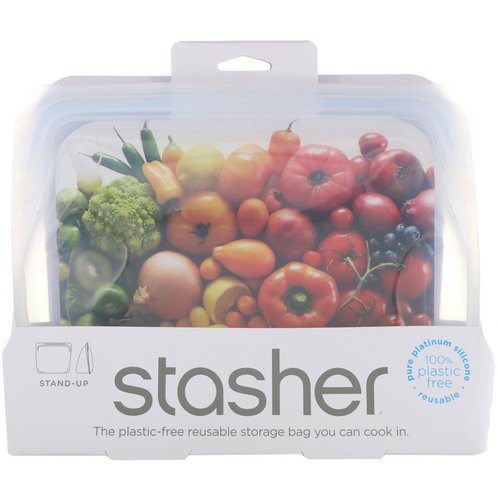 Stasher, Reusable Silicone Food Bag, Stand Up Bag, Clear, 56 fl. oz. (128 g) Review
