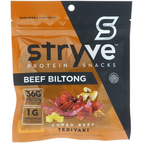 Stryve Foods, Protein Snacks Beef Biltong, Teriyaki, 2.25 oz (64 g) Review