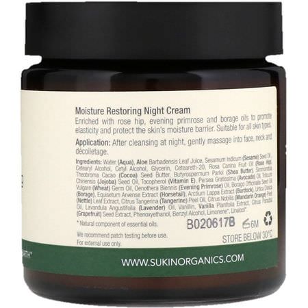 Nattfuktare, Krämer, Ansiktsfuktare, Skönhet: Sukin, Moisture Restoring Night Cream, 4.06 fl oz (120 ml)