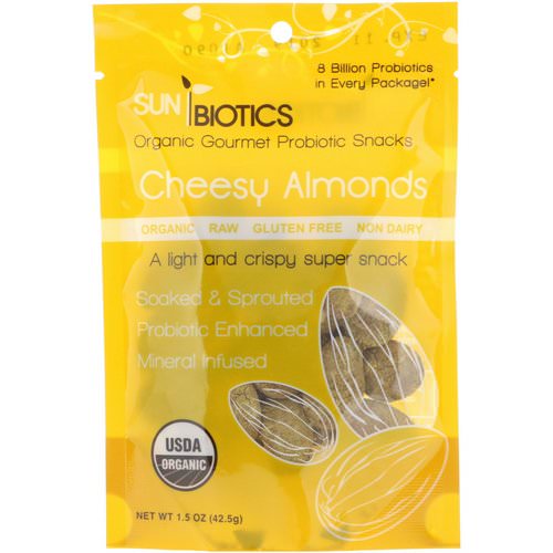 Sunbiotics, Organic Gourmet Probiotic Snacks, Cheesy Almonds, 1.5 oz (42.5 g) Review