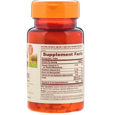 Vitamin B-Komplex, Vitamin B, Vitaminer, Kosttillskott: Sundown Naturals, B-Complex, 100 Tablets