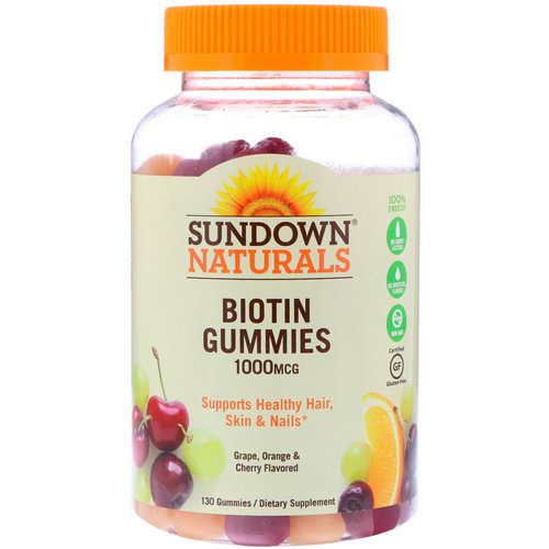 Sundown Naturals, Biotin Gummies, Grape, Orange and Cherry Flavored, 1000 mcg, 130 Gummies Review