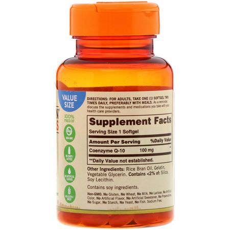 Coenzyme Q10, Coq10, Antioxidanter, Kosttillskott: Sundown Naturals, Co Q-10, 100 mg, 100 Softgels