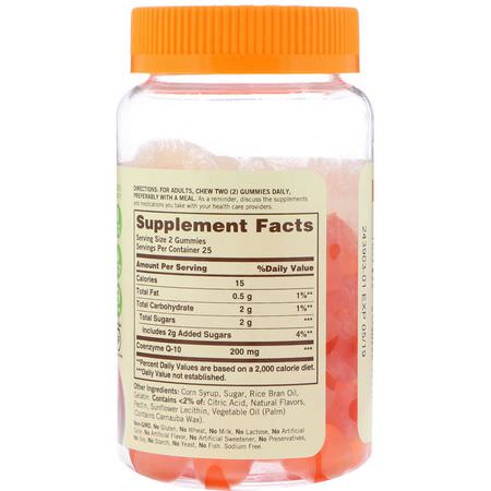Koenzym Q10, Coq10, Antioxidanter, Kosttillskott: Sundown Naturals, Co Q-10 Gummies, Peach Mango Flavored, 200 mg, 50 Gummies