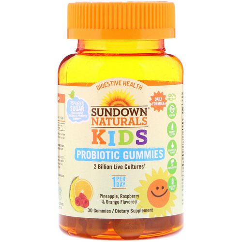 Sundown Naturals Kids, Kids Probiotic Gummies, Pineapple, Raspberry & Orange Flavored, 30 Gummies Review