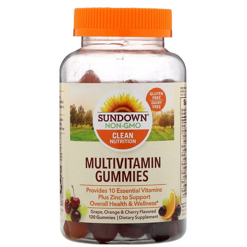 Sundown Naturals, Multivitamin Gummies, Grape, Orange & Cherry Flavored, 120 Gummies Review