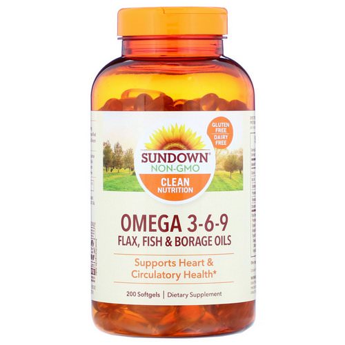 Sundown Naturals, Omega 3-6-9 Flax, Fish & Borage Oils, 200 Softgels Review