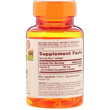 E-Vitamin, Vitaminer, Kosttillskott: Sundown Naturals, Vitamin E, 180 mg (400 IU), 100 Softgels