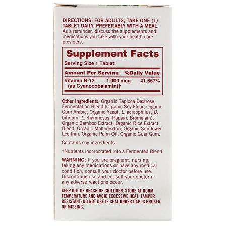 B12, Vitamin B, Vitaminer, Kosttillskott: Sundown Organics, Ener-B, B12, 1000 mcg, 30 Tablets