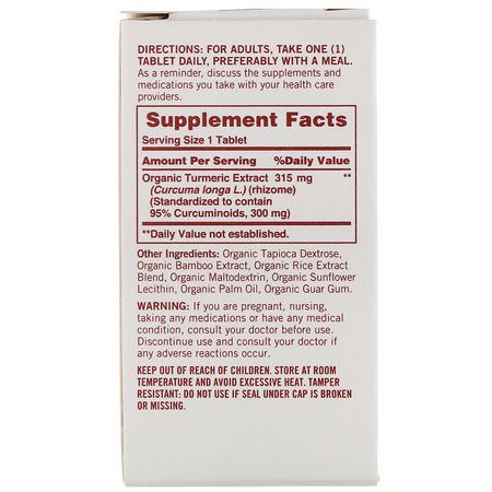 Curcumin, Gurkmeja, Antioxidanter, Kosttillskott: Sundown Organics, Sincerely Turmeric, 315 mg, 30 Tablets