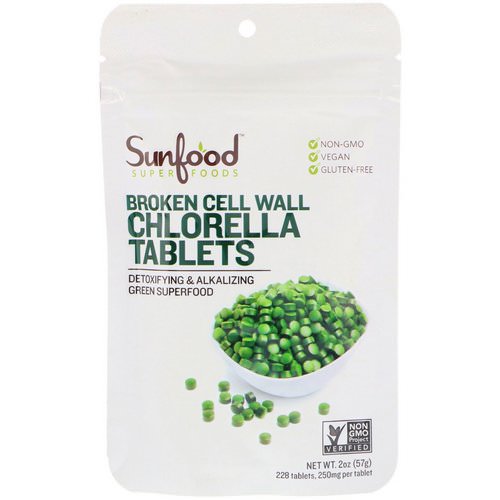 Sunfood, Broken Cell Wall Chlorella Tablets, 250 mg, 228 Tablets, 2 oz (57 g) Review