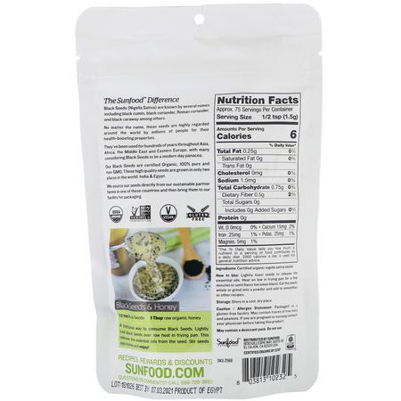 Frön, Nötter: Sunfood, Organic Black Seeds, 4 oz (113 g)