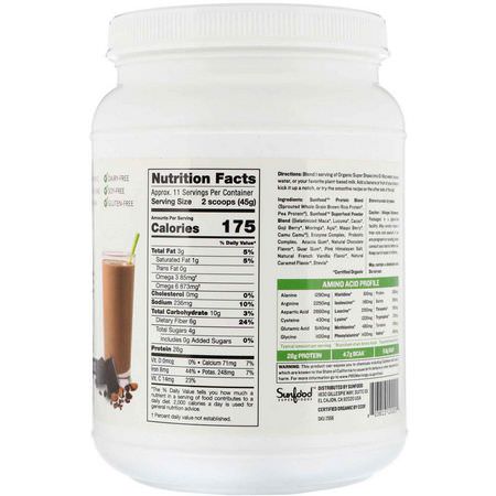 Växtbaserat, Växtbaserat Protein, Sportnäring: Sunfood, Protein + Superfoods, Organic Super Shake, Chocolate, 1.1 lb (498.9 g)