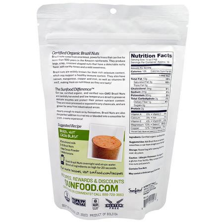 Brasilien Nötter, Frön, Nötter: Sunfood, Raw Organic Brazil Nuts, 8 oz (227 g)