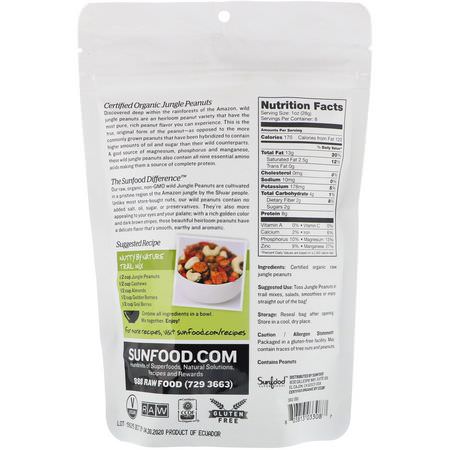 Jordnötter, Frön, Nötter: Sunfood, Raw Organic Jungle Peanuts, 8 oz (227 g)