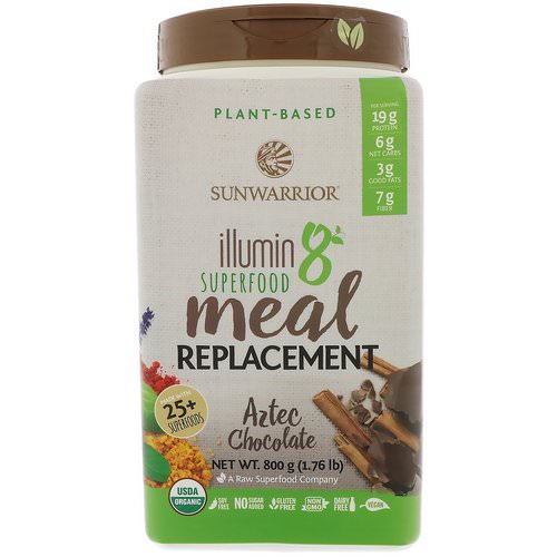 Sunwarrior, Illumin8, Plant-Based Organic Superfood Meal Replacement, Aztec Chocolate, 1.76 lb (800 g) Review