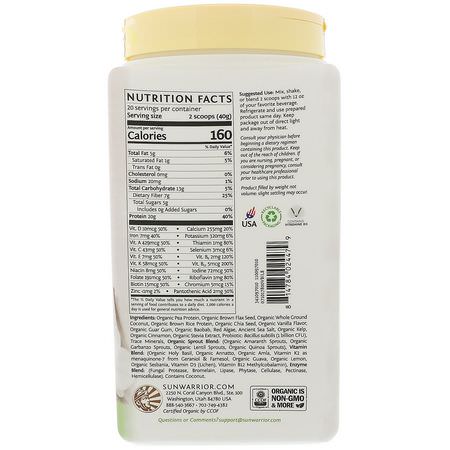 Växtbaserat, Växtbaserat Protein, Sportnäring, Måltidsersättningar: Sunwarrior, Illumin8, Plant-Based Organic Superfood Meal Replacement, Vanilla Bean, 1.76 lb (800 g)