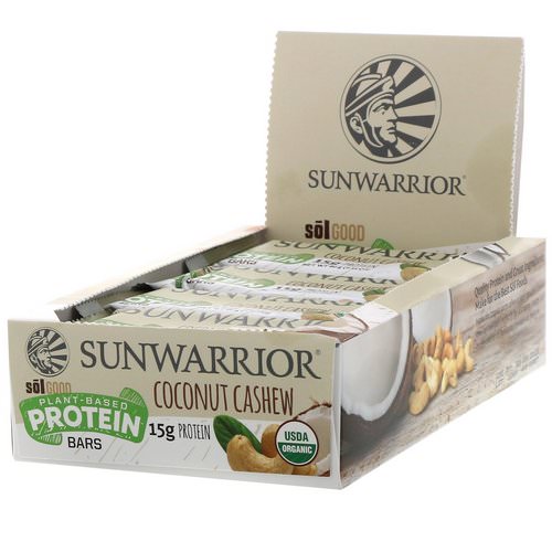 Sunwarrior, Sol Good, Plant-Based Protein Bars, Coconut Cashew, 12 Bars, 2.11 oz (60 g) Each Review