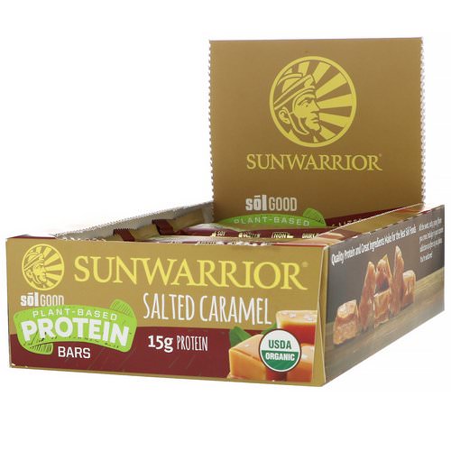 Sunwarrior, Sol Good, Plant-Based Protein Bars, Salted Caramel, 12 Bars, 2.04 oz (58 g) Each Review