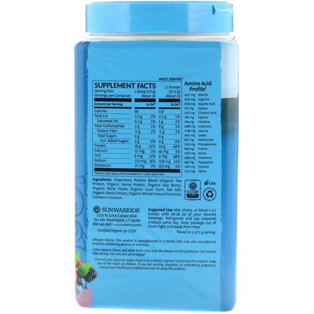 Växtbaserat, Växtbaserat Protein, Sportnäring: Sunwarrior, Warrior Blend Protein, Organic Plant-Based, Berry, 1.65 lb (750 g)