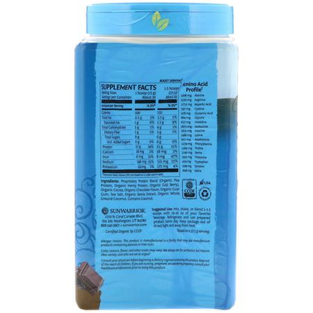 Växtbaserat, Växtbaserat Protein, Idrottsnäring: Sunwarrior, Warrior Blend Protein, Organic Plant-Based, Chocolate, 1.65 lb (750 g)