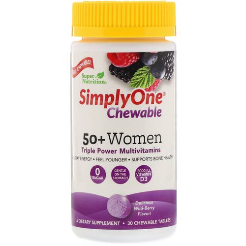Super Nutrition, SimplyOne, 50+ Women, Triple Power Chewable Multivitamin, Wild-Berry Flavor, 30 Chewable Tablets Review