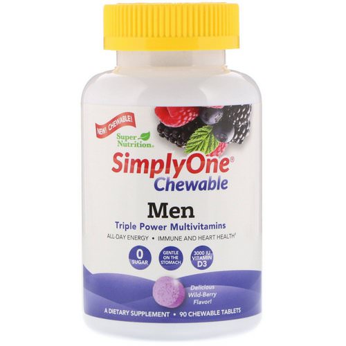 Super Nutrition, SimplyOne, Men Triple Power Multivitamin, Wild-Berry Flavor, 90 Chewable Tablets Review