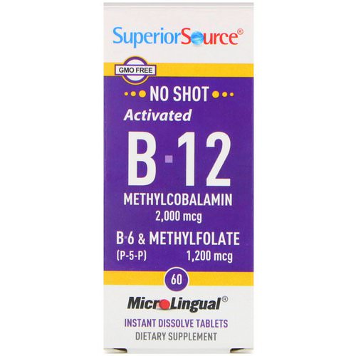 Superior Source, Activated B-12 Methylcobalamin, B-6 (P-5-P) & Methylfolate, 2,000 mcg / 1,200 mcg, 60 MicroLingual Instant Dissolve Tablets Review