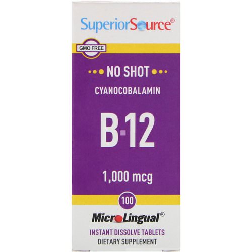 Superior Source, Cyanocobalamin B-12, 1,000 mcg, 100 MicroLingual Instant Dissolve Tablets Review