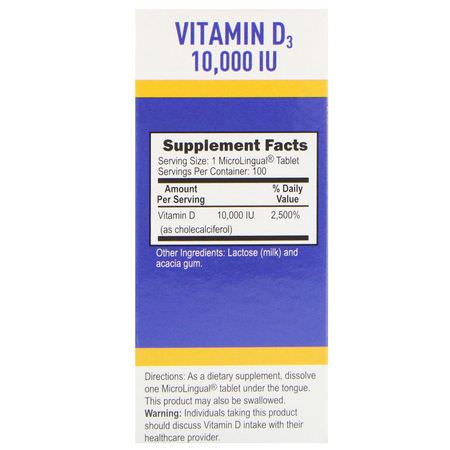 D3 Cholecalciferol, D-Vitamin, Vitaminer, Kosttillskott: Superior Source, Extra Strength Vitamin D3, 10,000 IU, 100 MicroLingual Instant Dissolve Tablets