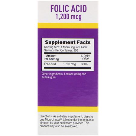 Folsyra, Vitamin B, Vitaminer, Kosttillskott: Superior Source, Folic Acid, 1,200 mcg, 100 MicroLingual Instant Dissolve Tablets