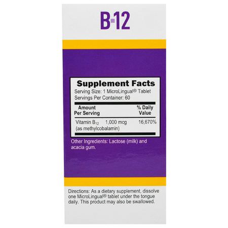 B12, Vitamin B, Vitaminer, Kosttillskott: Superior Source, Methylcobalamin B-12, 1000 mcg, 60 MicroLingual Instant Dissolve Tablets