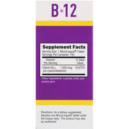 B12, Vitamin B, Vitaminer, Kosttillskott: Superior Source, Cyanocobalamin B-12, 1,000 mcg, 100 MicroLingual Instant Dissolve Tablets